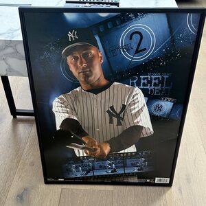 Yankees Derek Jeter Baseball Art Print - Black and White